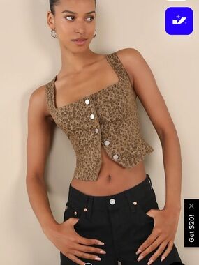 Lulu's Brown Leopard Print Square-Neck Corset Crop Top
